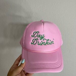 Pink Cap with Green Embroidery